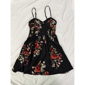 Band of Gypsies Fit & Flare Black Floral Corset Style Dress Size S